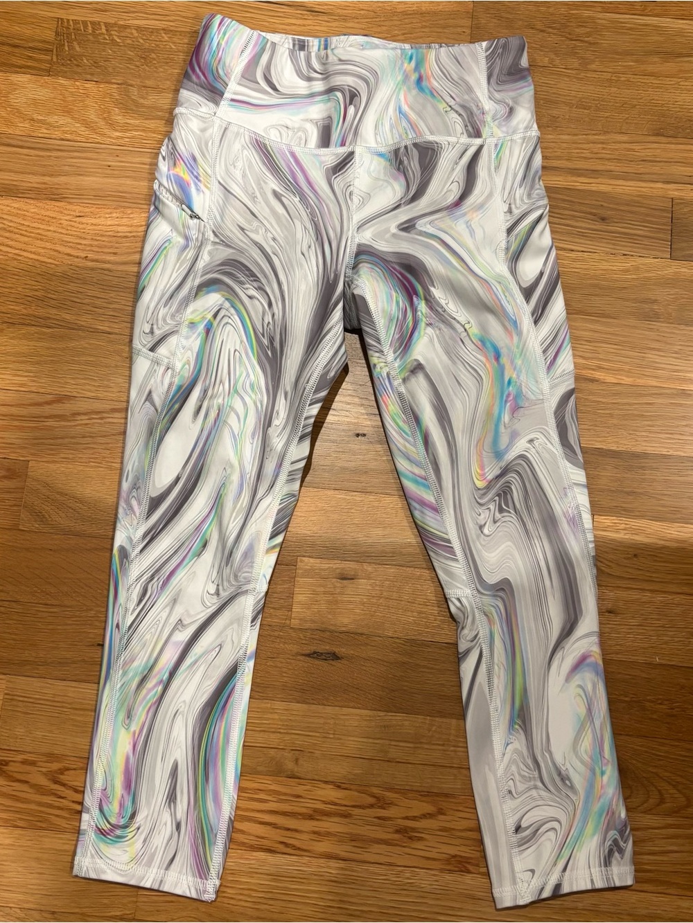 Athleta Women's Contender Powerlift Opal Capri White Marble Leggings Pants XXS